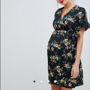 ASOS New Look Maternity Tie Front Floral Dress